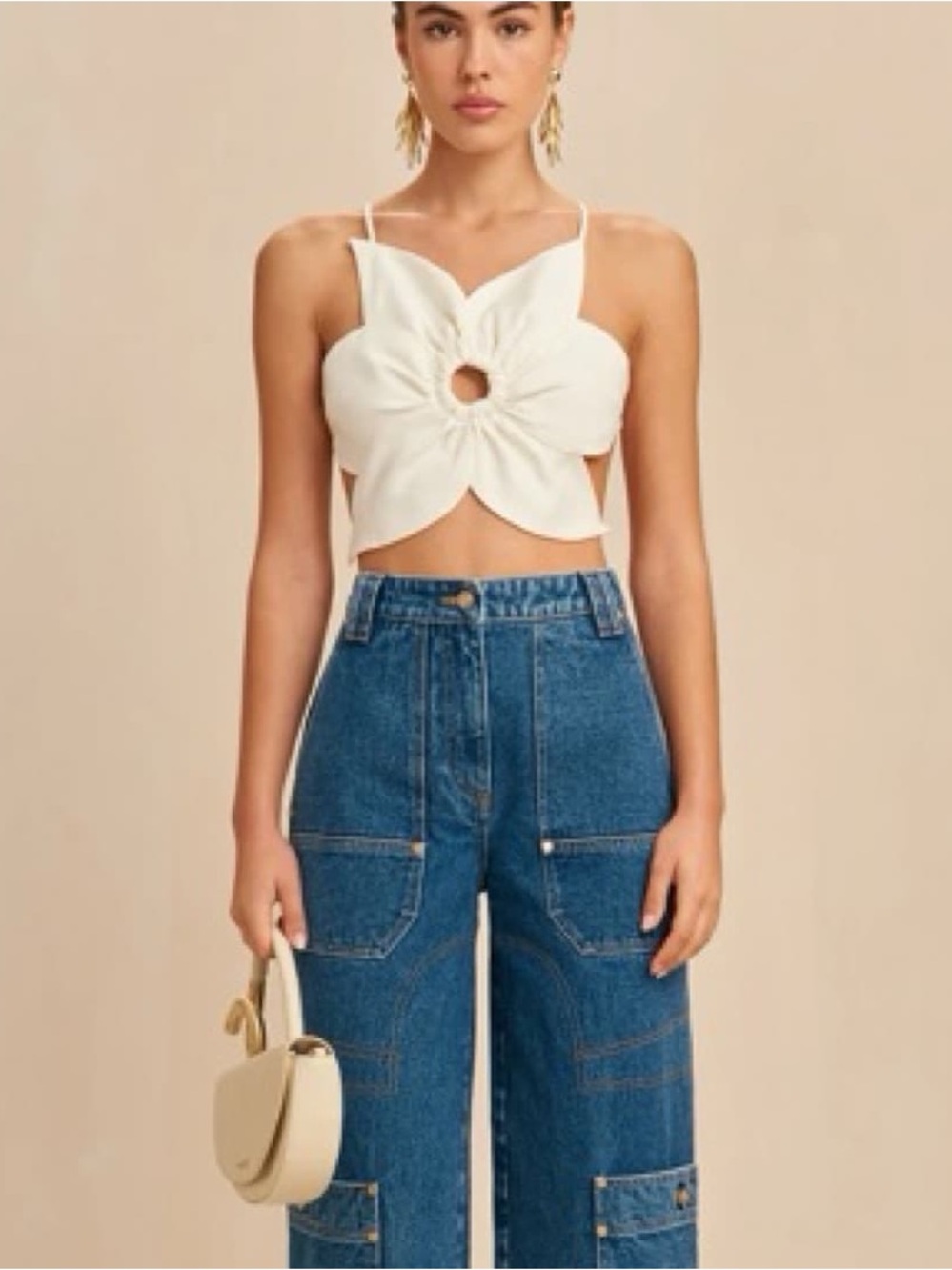 Cult Gaia Rachel Flower Off White Top